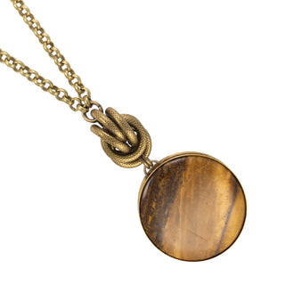 Tiger's Eye and Agate Reversible African inspired necklace in gold - Anton Heunis