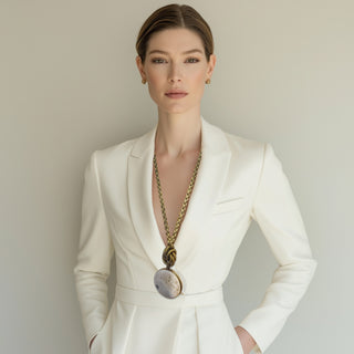 Reversible African inspired long necklace in gold - Anton Heunis