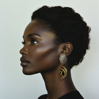 Agate and antique gold earrings