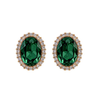 Green button earrings gold plated with crystals - Anton Heunis