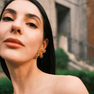 Sunburst earrings gold, sun ray earrings, sun jewelry - Anton Heunis