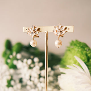Dainty crystal earrings with pearl drop, bridal jewelry - Anton Heunis