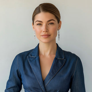 Woman wearing Long pearl statement earrings - Anton Heunis