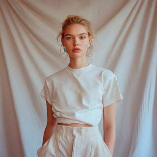 Woman wearing Silver earrings with stunning crystal detail - Anton Heunis