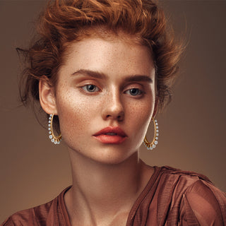 Gold oversize hoop earrings with pearls - Anton Heunis
