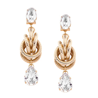 Golden knot statement earrings with crystal drops - Anton Heunis