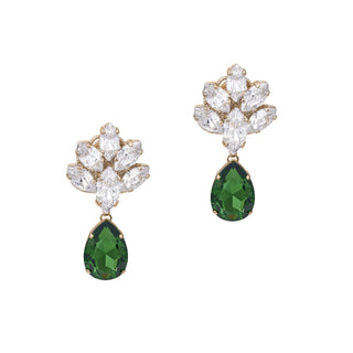 Green drop earrings with crystal drop, delicate jewelry - Anton Heunis