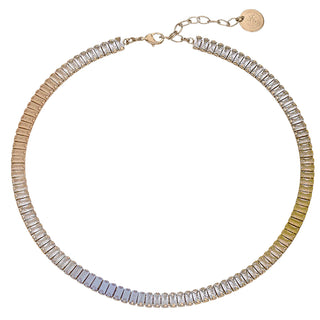 Tennis crystal necklace hand painted in yellow coral and lilac - Anton Heunis