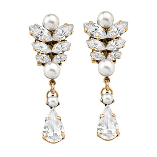 Long bridal delicate crystal and pearl earrings - Anton Heunis