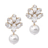 Dainty crystal earrings with pearl drop, bridal jewelry - Anton Heunis