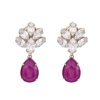 Fuchsia drop earrings with crystal drop, delicate jewelry - Anton Heunis