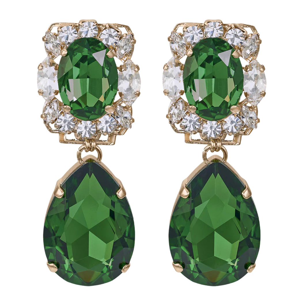 Anton Heunis - Tourmaline Green Drop Statement Earrings Gold Plated Anton Heunis - Tourmaline Green Drop Statement Earrings Gold Plated
