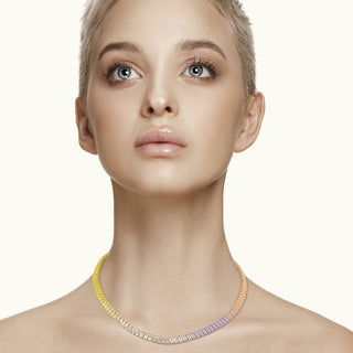 Tennis crystal necklace hand painted in yellow coral and lilac - Anton Heunis