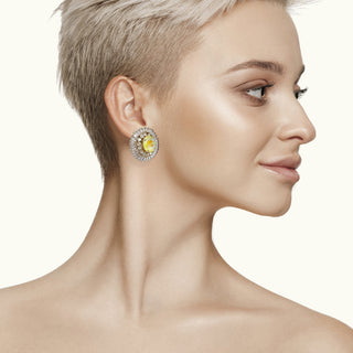 Yellow button earrings with crystals - Anton Heunis