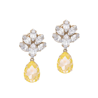 Yellow drop earrings with crystal drop, delicate bridal jewelry - Anton Heunis